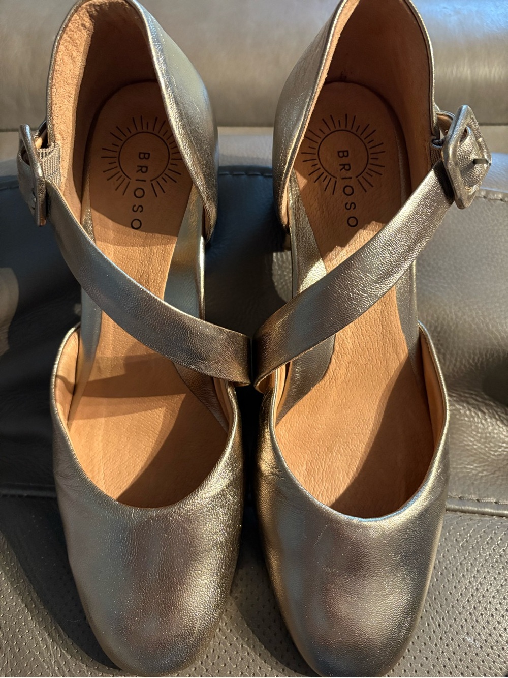 Metallic Gold Cross-Strap Block Heels